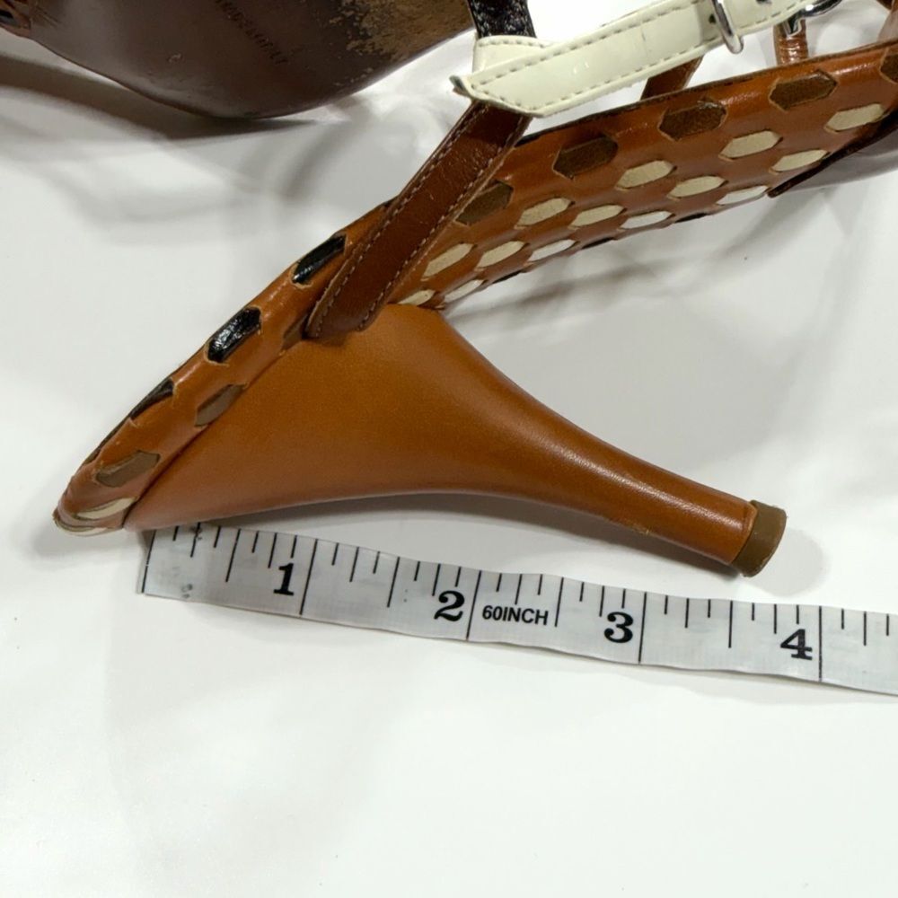 Salvatore Ferragamo Brown and Cream Strappy Heels - Picture 7 of 11